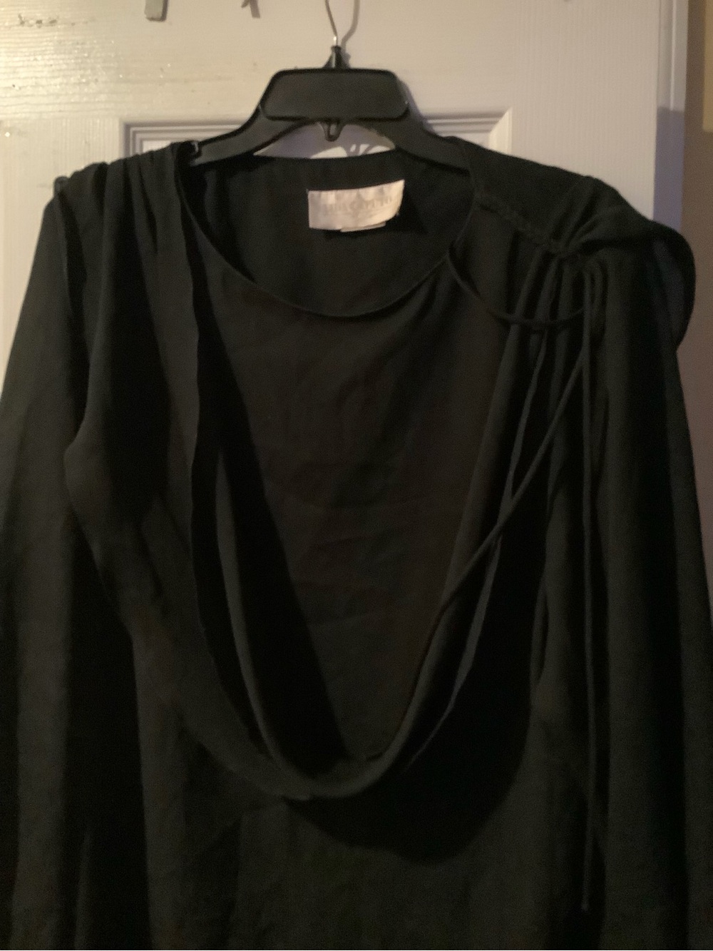 Black Draped Long-Sleeve Women's blouse